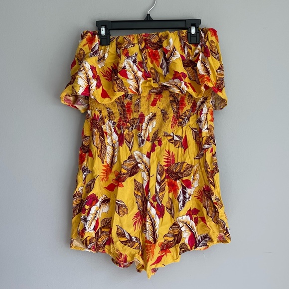 Xhilaration Pants - Xhiliration Patterned Off The Shoulder Romper